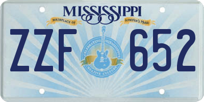 MS license plate ZZF652