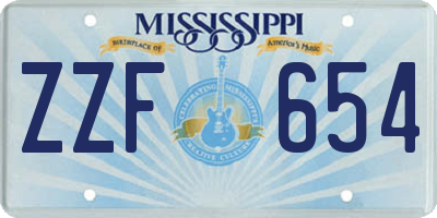 MS license plate ZZF654