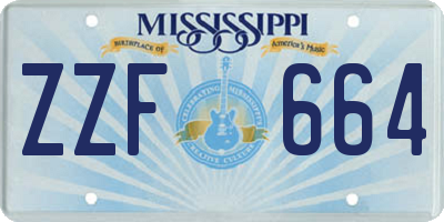 MS license plate ZZF664