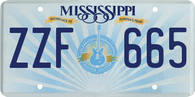 MS license plate ZZF665