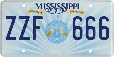 MS license plate ZZF666