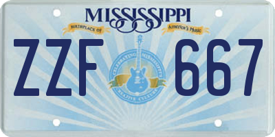 MS license plate ZZF667