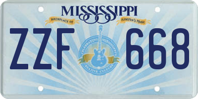 MS license plate ZZF668