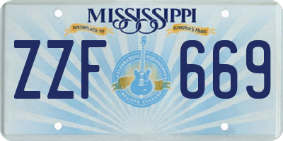 MS license plate ZZF669