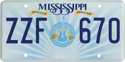 MS license plate ZZF670