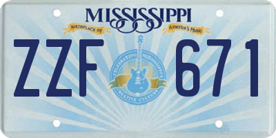 MS license plate ZZF671