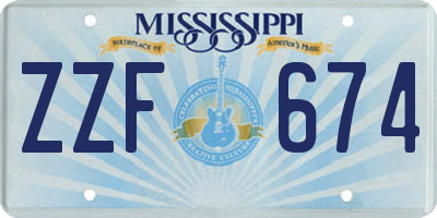 MS license plate ZZF674