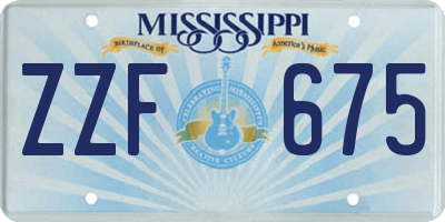 MS license plate ZZF675