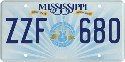 MS license plate ZZF680