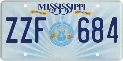 MS license plate ZZF684