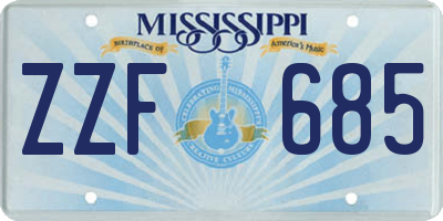 MS license plate ZZF685