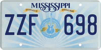 MS license plate ZZF698