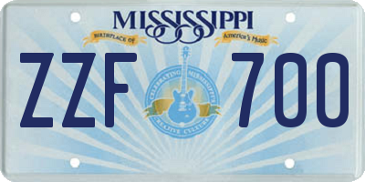 MS license plate ZZF700