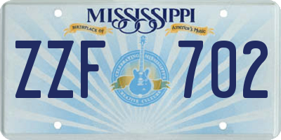 MS license plate ZZF702