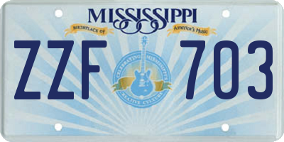 MS license plate ZZF703