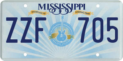 MS license plate ZZF705