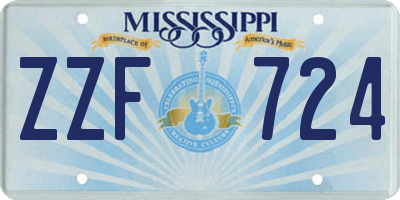 MS license plate ZZF724