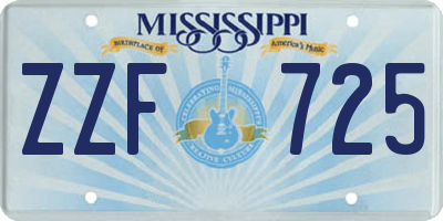 MS license plate ZZF725