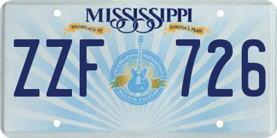 MS license plate ZZF726