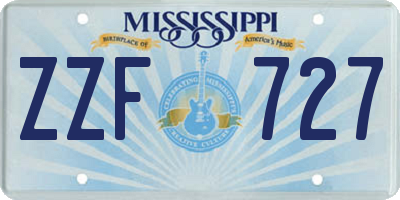 MS license plate ZZF727