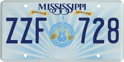 MS license plate ZZF728