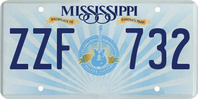 MS license plate ZZF732