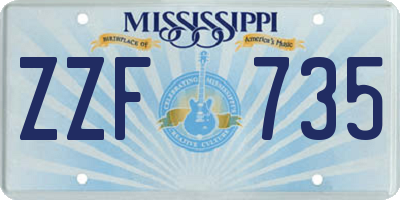 MS license plate ZZF735