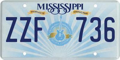 MS license plate ZZF736