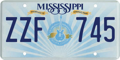 MS license plate ZZF745