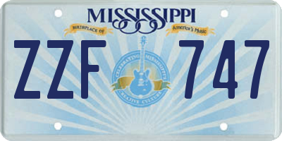 MS license plate ZZF747