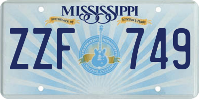 MS license plate ZZF749