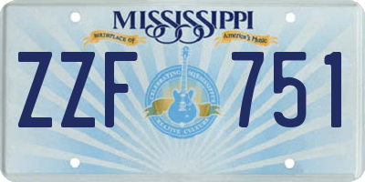 MS license plate ZZF751