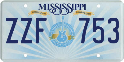 MS license plate ZZF753