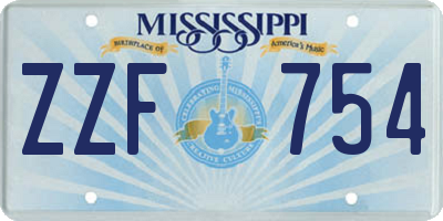 MS license plate ZZF754