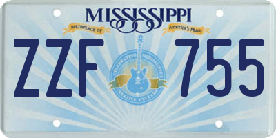 MS license plate ZZF755