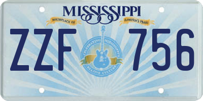 MS license plate ZZF756