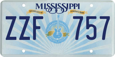 MS license plate ZZF757