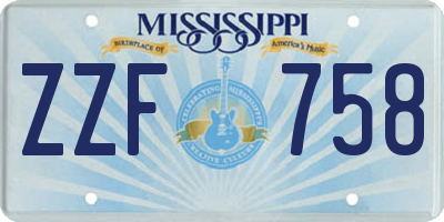 MS license plate ZZF758