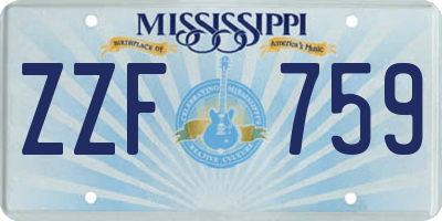 MS license plate ZZF759