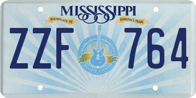 MS license plate ZZF764