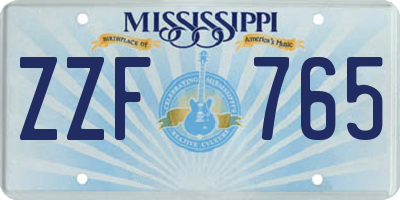 MS license plate ZZF765