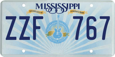 MS license plate ZZF767