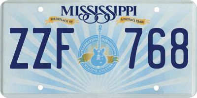 MS license plate ZZF768