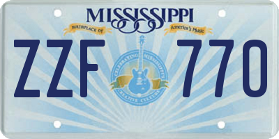 MS license plate ZZF770