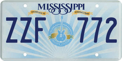 MS license plate ZZF772