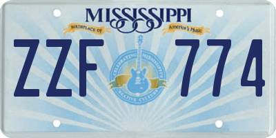 MS license plate ZZF774