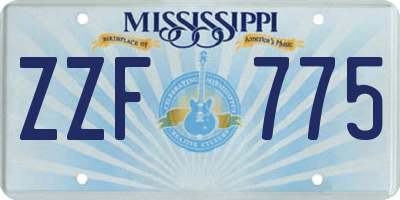 MS license plate ZZF775