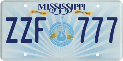 MS license plate ZZF777