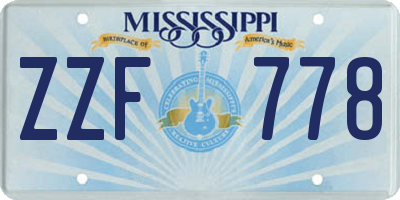 MS license plate ZZF778