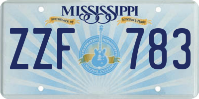 MS license plate ZZF783